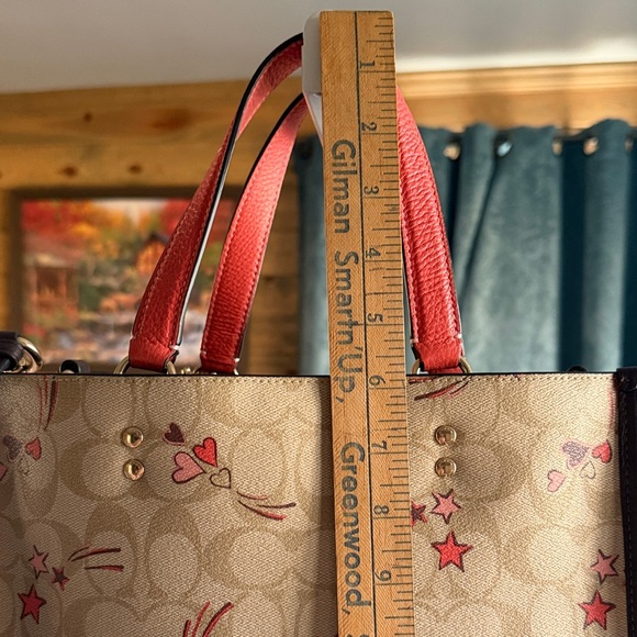 Coach Signature Canvas Satchel - Cream and Red Stars and Heart - Picture 8 of 14